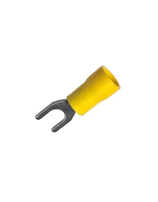 Terminal tipo U 12-10 AWG 1/4 forro amarillo 100 pzs RGC