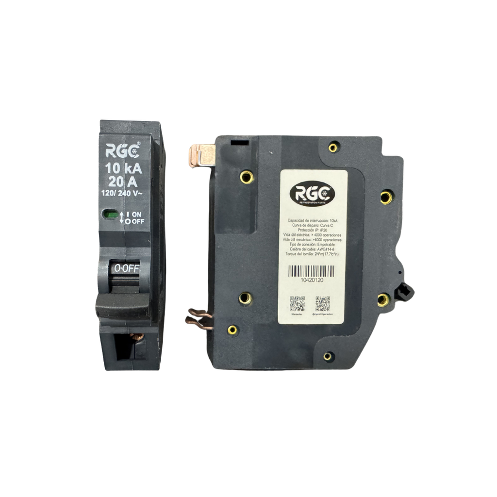 Breaker de empotrar 1 polo 20A 120-240V 60Hz RGC